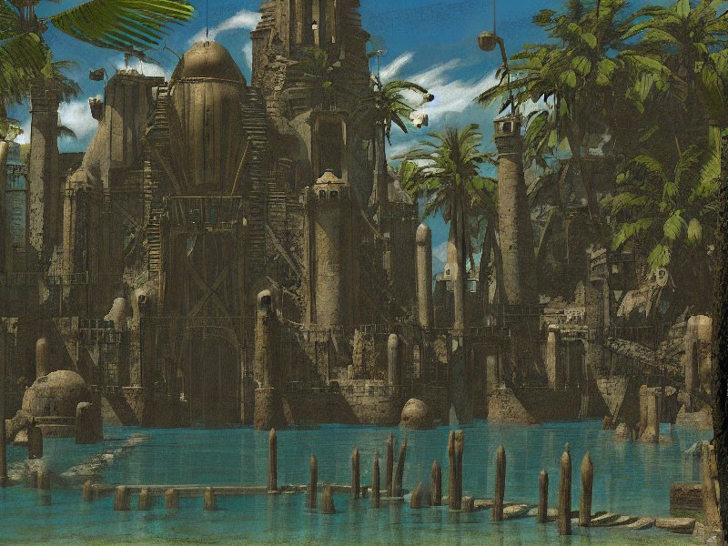 crypt, palms, lagoon landscape in p1xriven style <lora:add_detail:1>